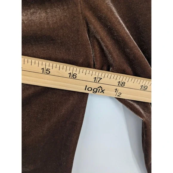 Y2K Velvet Ruched Top Womens Medium Brown Long Sleeve Shirt 90s Goblin‎ Red BKE - Picture 7 of 8